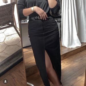 Black denim skirt